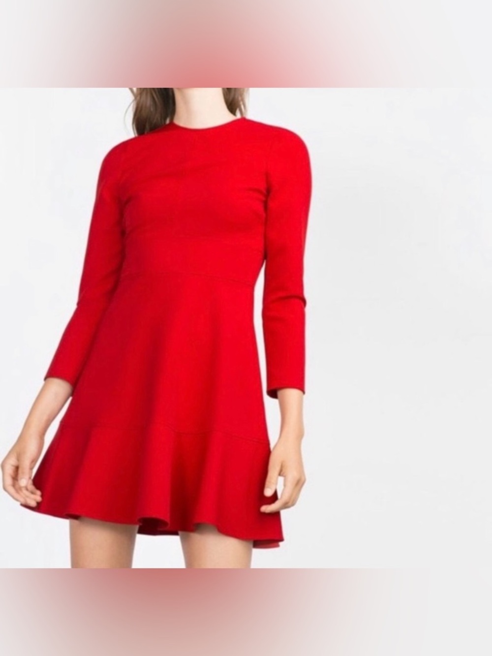 Zara Fit & Flare Red Skater Mini Dress Red Size Small EUC